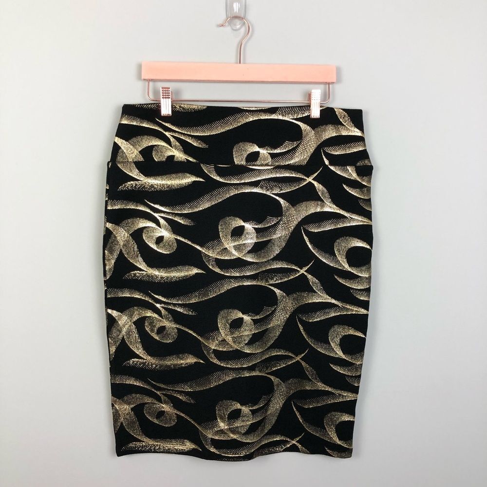 LuLa Roe Black & Gold Skirt
